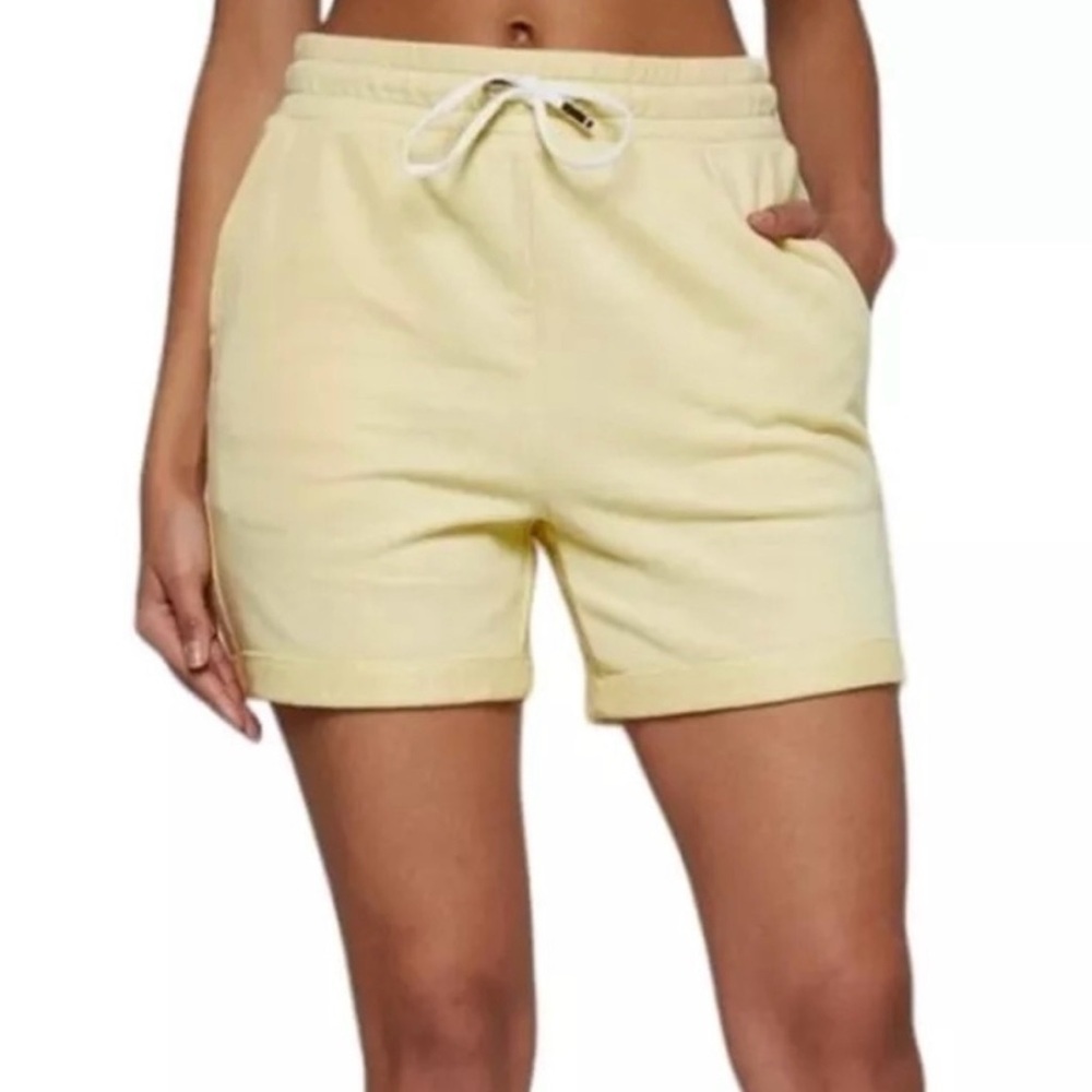 FourLaps Rush Shorts in Banana Yellow Women’s Size XS Terry Cloth Tie Waist New